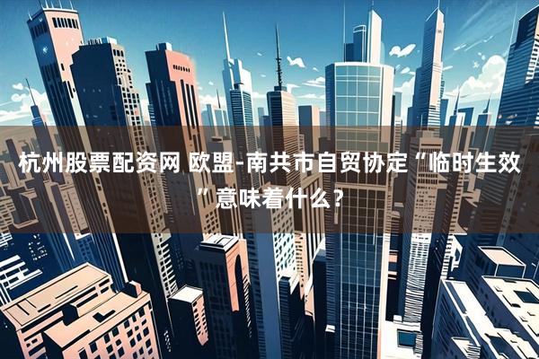 杭州股票配资网 欧盟-南共市自贸协定“临时生效”意味着什么？